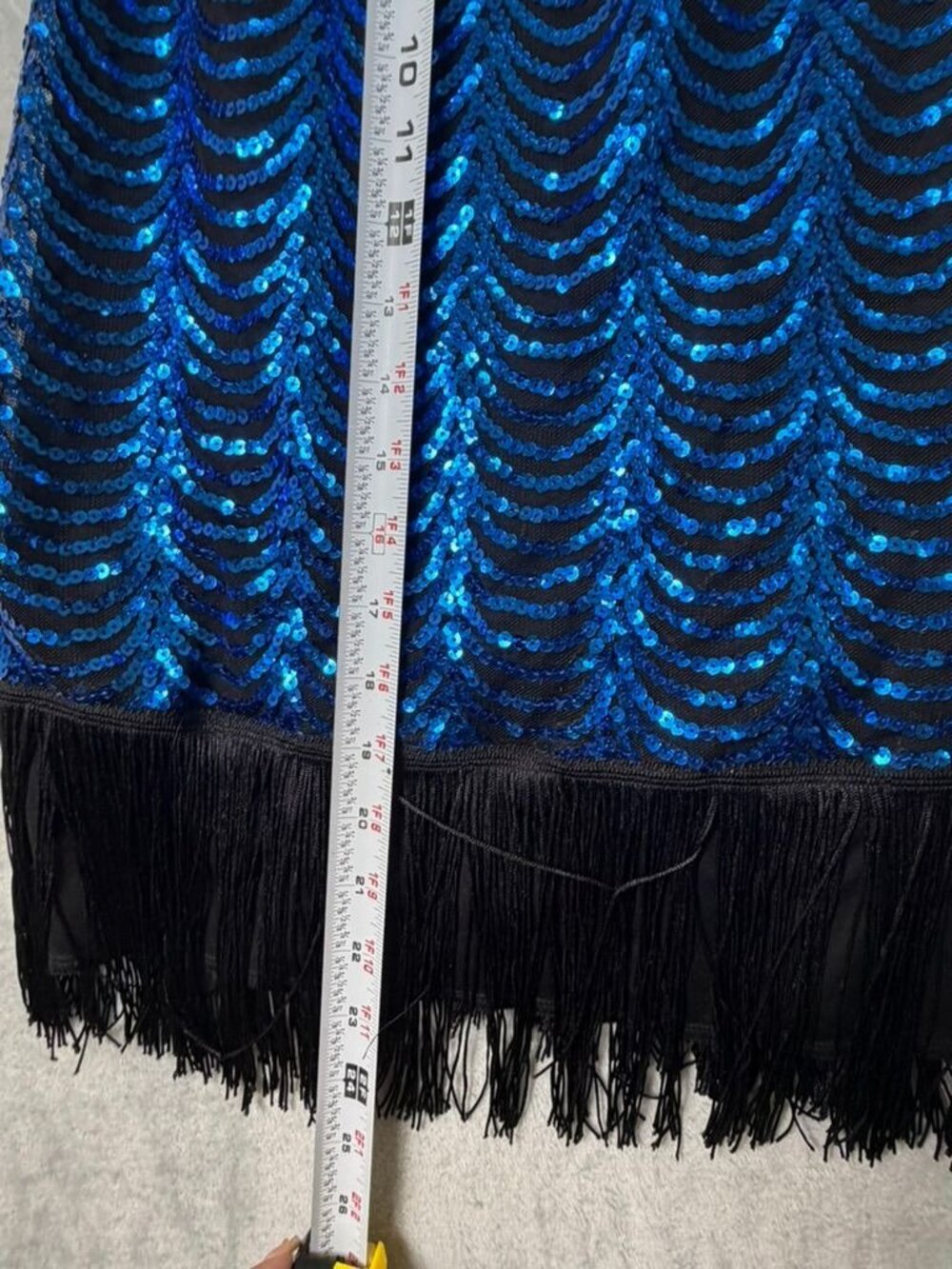LEG AVENUE Womens Small Blue Black Sequin Fringe Flapper Gatsby Costume Dress - Picture 4 of 5